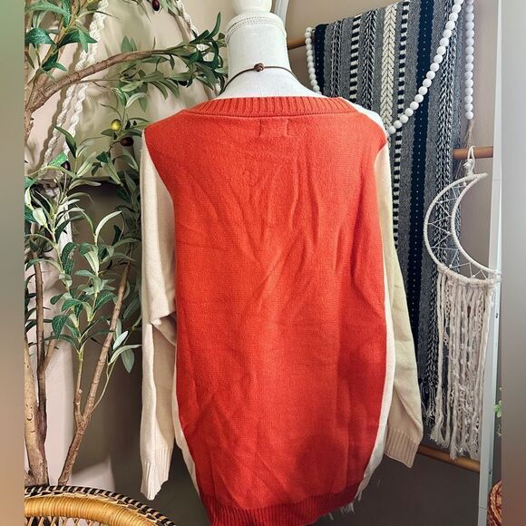 Bibi Oversized Colorblock Fall Vibes V Neck Sweater - Picture 7 of 10